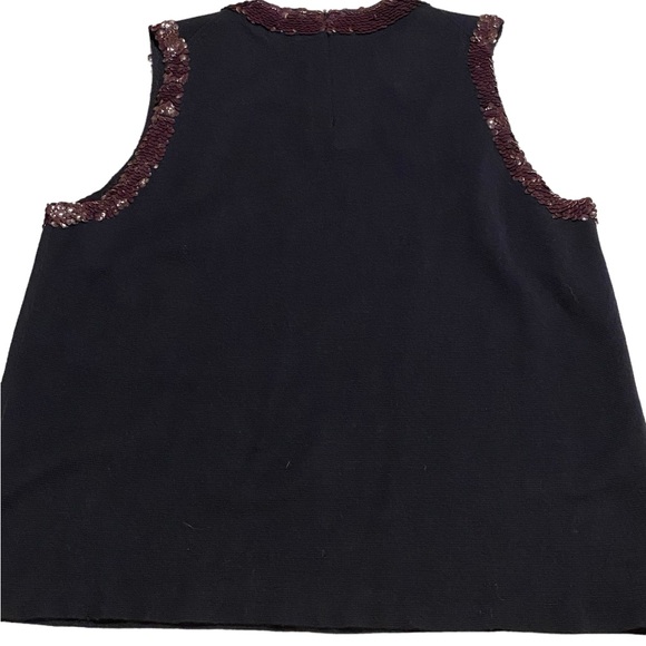 J. Crew women’s sz L sequins edges 50% merino wool tank top zip back lightweight - Picture 7 of 8